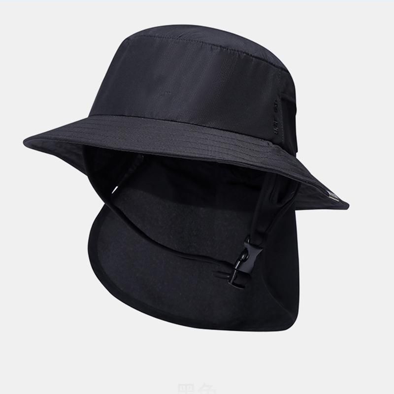 Summer hat Beach sunblock surf hat shade breathable large brim hat black