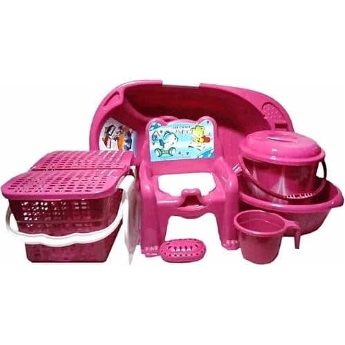 7 Pieces Baby Bath Set - Pink