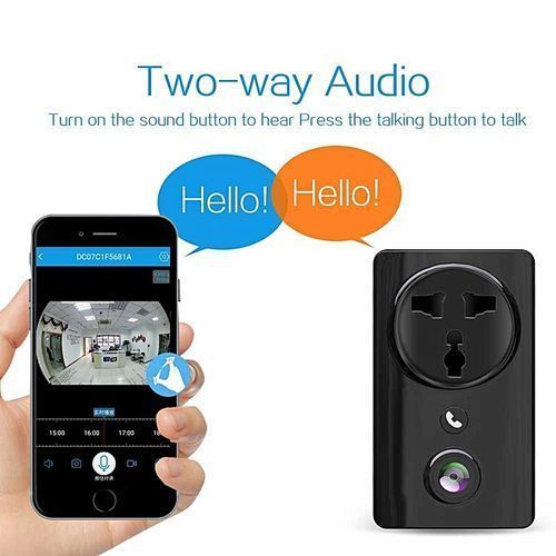 Power Socket 185 掳 Wireless HD 1080P Camera Infrared Night Vision Security IP Camera Motion Detection Wifi Home Remote Control HD Night Vision Visual Indoor Display With Night Light EC59-L6 American Black By HT