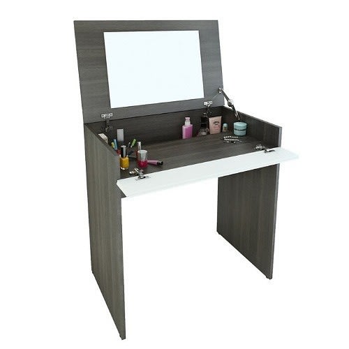 Vanity With Mirror - Ebony And White
