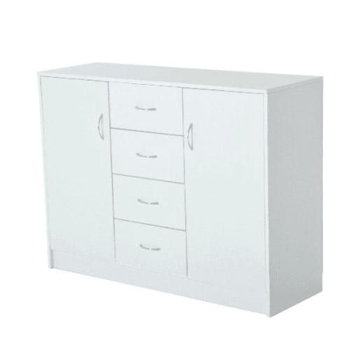 Storage Cabinet - 2 Doors And 4 Drawers - White