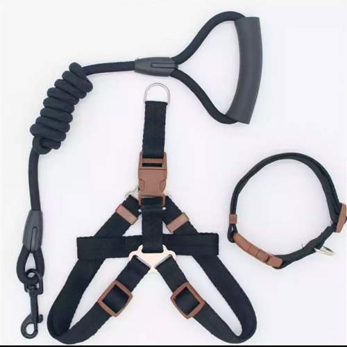 Durable Dog Harness Leash And Dog Collar (l: 42cm - 60cm Chest)