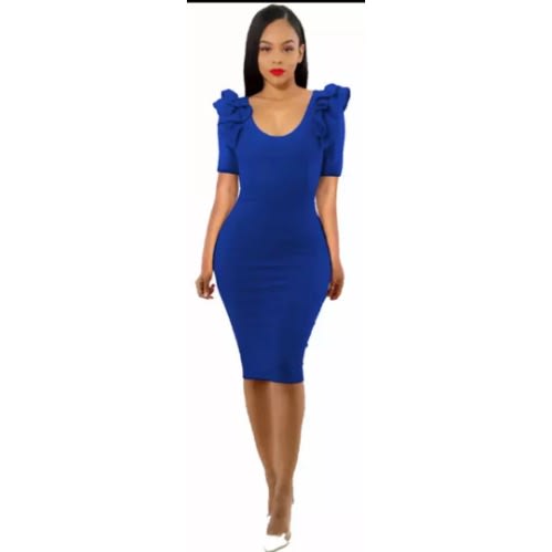 Ruffles Details Ladies Party Club Spamdex Bodyconm-blue