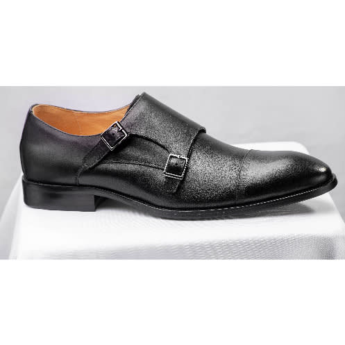 Mens Black Tokyo Double Buckle Leather Calf Monkstrap Shoe