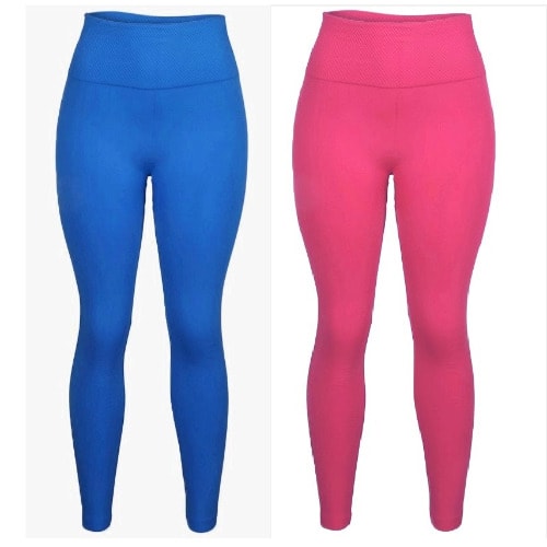 High Waist Ladies Leggings- Blue & Pink - 2Pieces