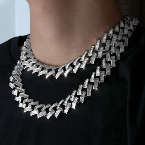 2 In 1 Silver Cuban Chain