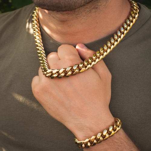 Thick Cuban Chain And Bracelet