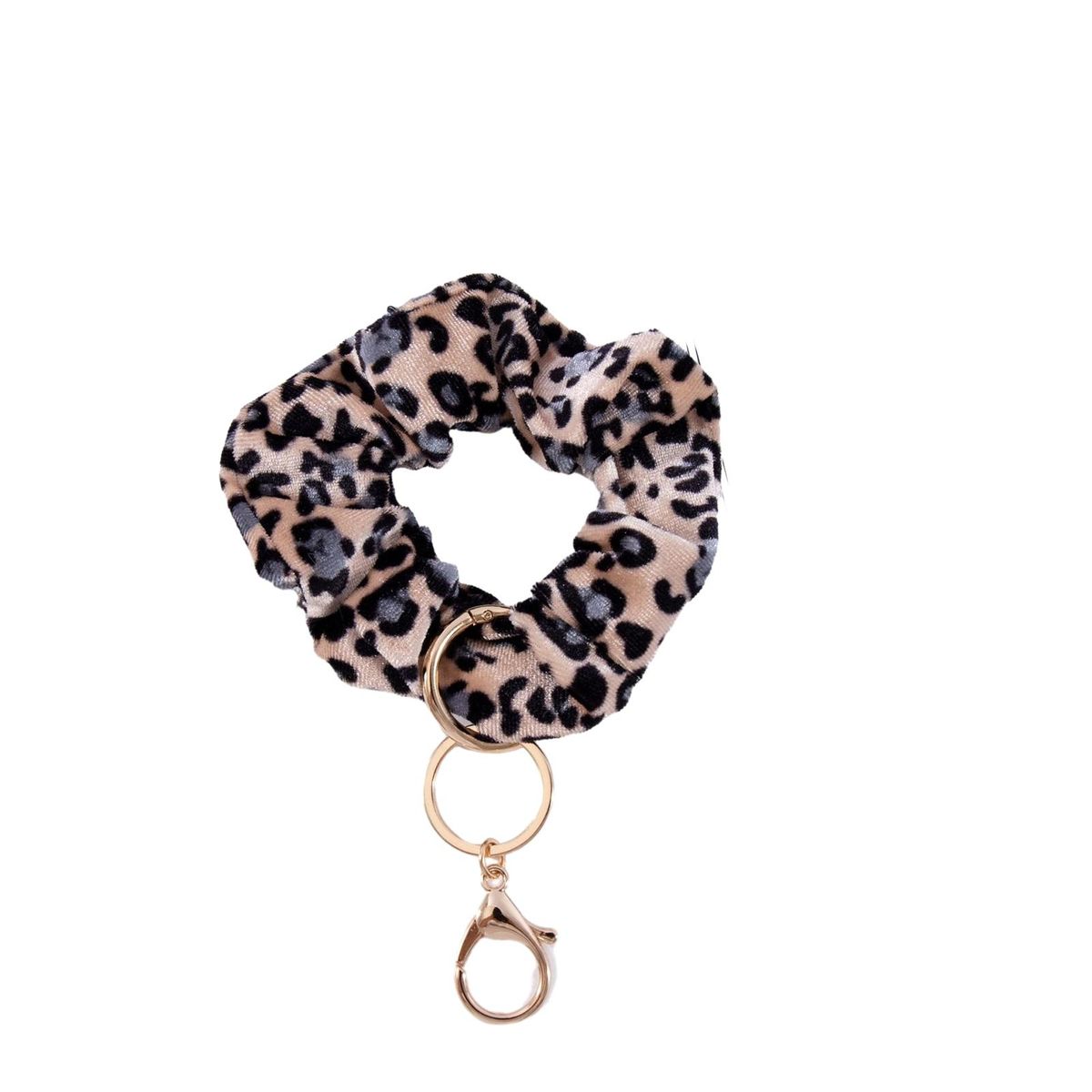 Scrunchie Wristlet Key Ring Hair Tie Wrist Band Bracelet Keychain Khaki