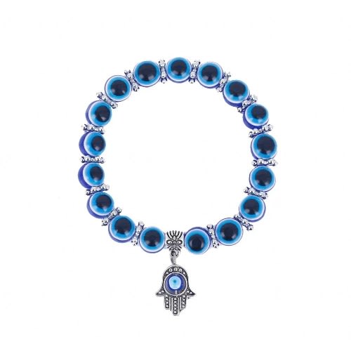 Silver Blue Hand Bracelet