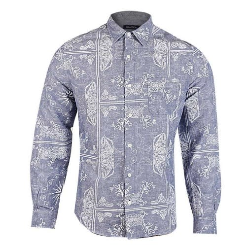 Classic Fit Bandana Print Linen Shirt