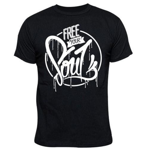 Free Your Soul Print Tshirt - Black