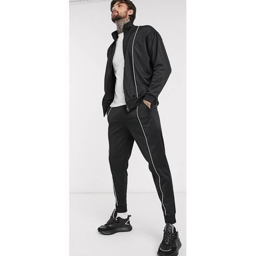 Black Tracksuit With White Linings