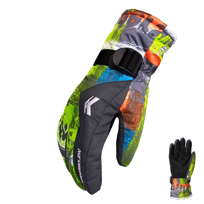 (Grey)Winter Thickening Warm Ski Gloves Women Waterproof