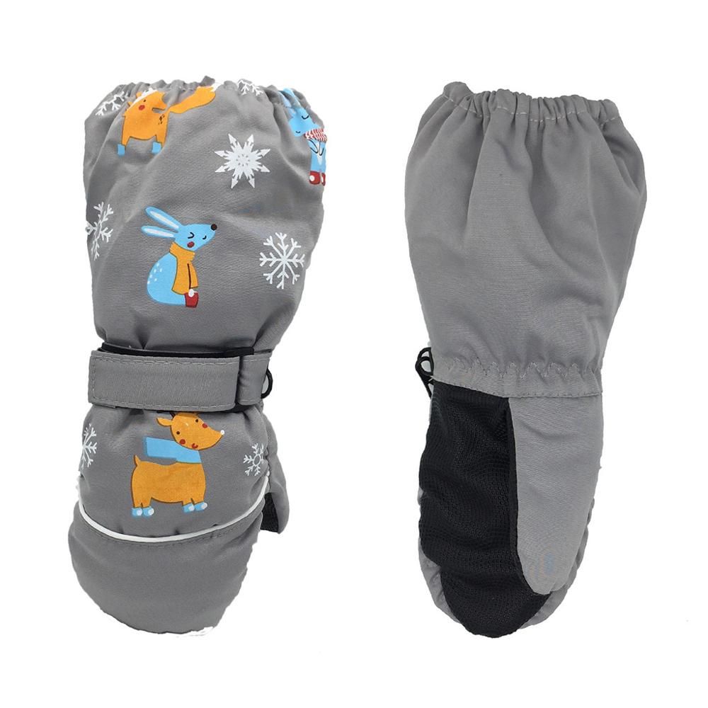 (Grey)1Pair Winter New Children Print Cartoon Deer Rabbit