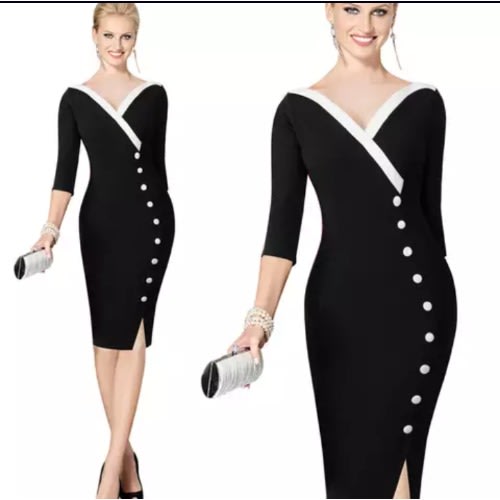 V-neck Side Bottom Line Bodycom Dress