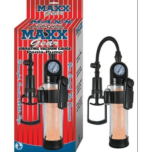 Nasstoys - Maxx Gear Vibrating Vacuum Gauge Penis Pump - Clear