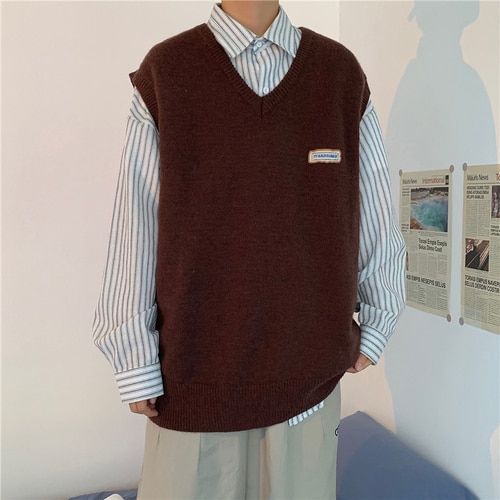 Sweater Vest Men Autumn Sleeveless Korean Style All-match V-neck Knitting