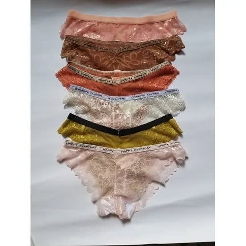 V-shaped Low Waist Lace Panties - 6 Pieces