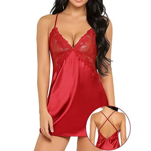 Cross Back Lingerie - Pyjamas With Gstring - Red