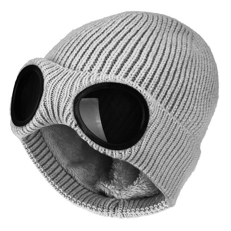 Autumn Fashion Hat With Glasses Women Winter Solid Casual Beanie Knit Korean-color 4