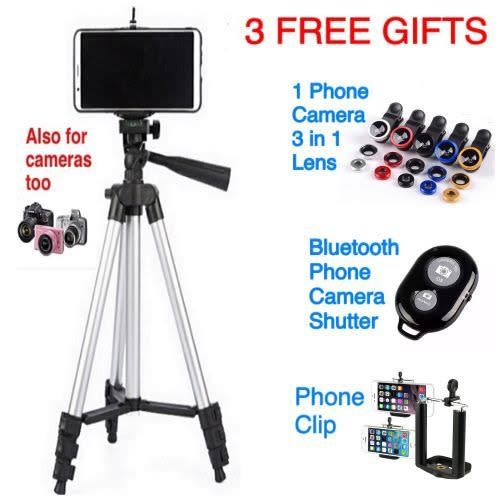 Tripod Stand 3110  + Clip-on Mobile Camera Lens + Phone Clip + Bluetooth Remote  Shutter