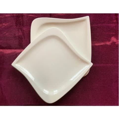 White Breakable Ceramic Flat Plates - Set Of 12 Pcs