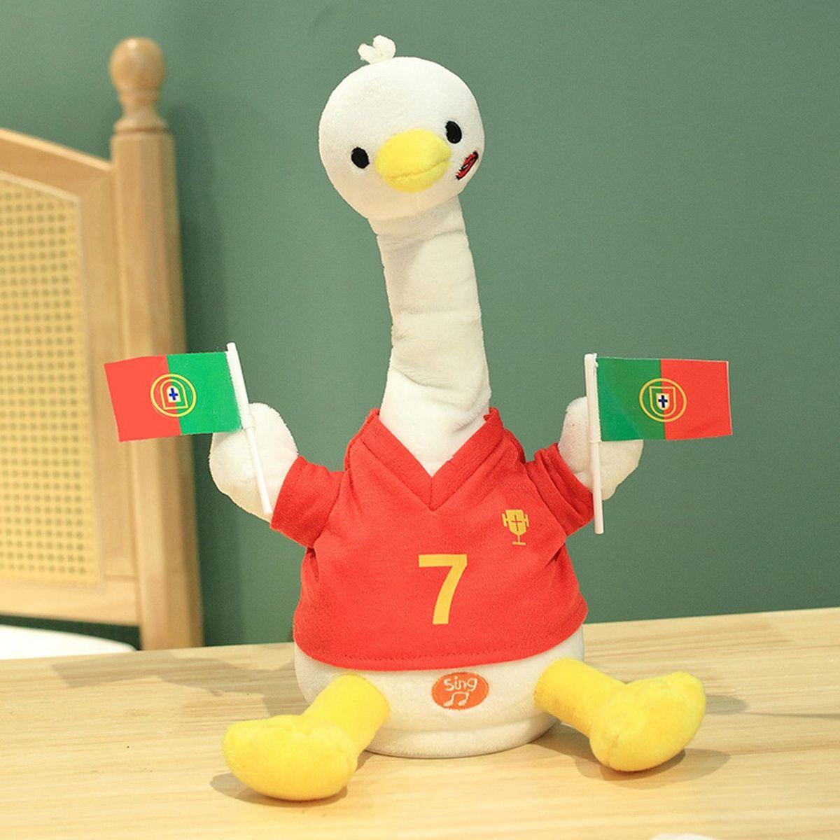 30cm Plush Duck Doll Electric Chick Giraffe Duck Plush Toy Mascot Doll Red