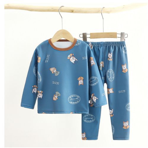 De Rong Underwear Set Brushed Warm Round Neck Middle Aged Boys And Girls