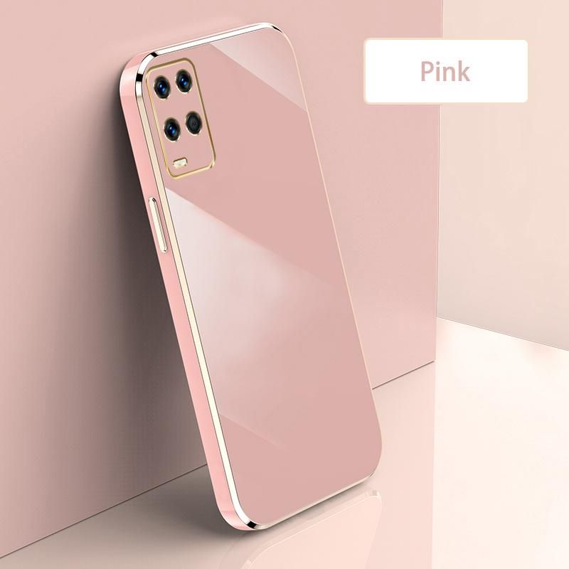 Ultra Thin Plating Phone Case for OPPO A54 Lens Protection soft Phone Back Cover-Pink