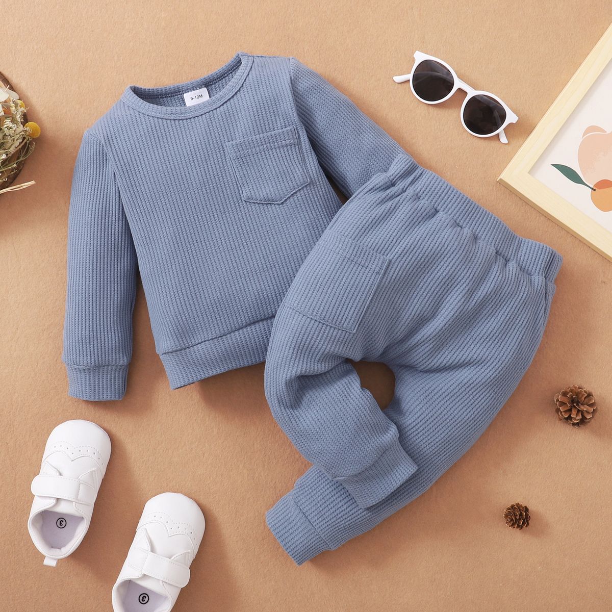 Baby Boys Basic Style Long Sleeves Clothes Set -Blue