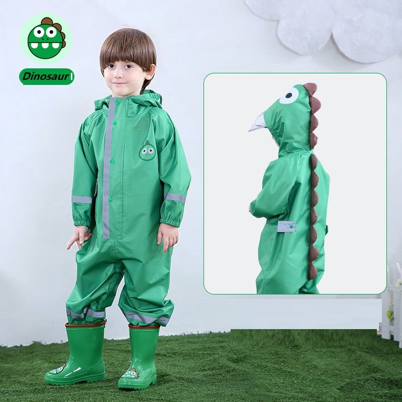 Kids Cartoon Dinosaur Waterproof Jumpsuit Raincoat Children Rainwear