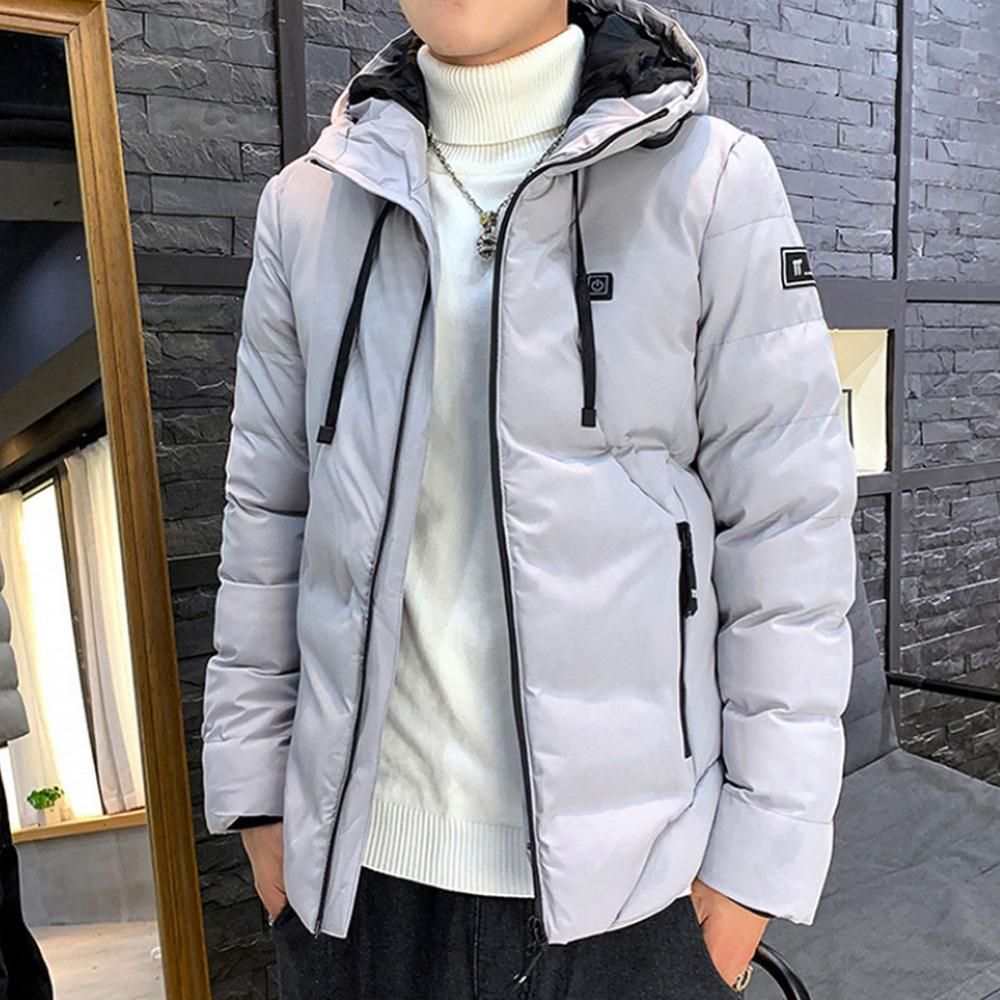 Men Electric Heated Jackets Outdoor Sports Coat USB Long Sleeves Heating Hooded Jackets Warm Winter Thermal Clothing Camping-