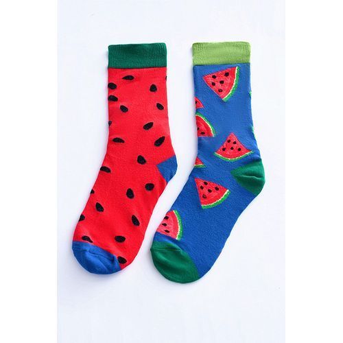Style Pure Cotton Personality Trend Men's Cotton Socks Trend Left And Right Foot Socks Cartoon Abstract Couple Socks(No.#5)