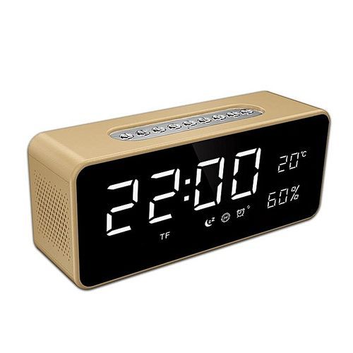 SARDINE S1 Dual Unit Wireless Bluetooth Speaker LED Display Clock Leather TF Card FM Radio Subwoofer Khaki HT-S