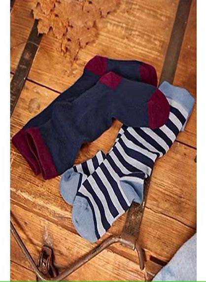 Boys Kids Knee Highs Socks, Blue And Navy And Gray Stripes