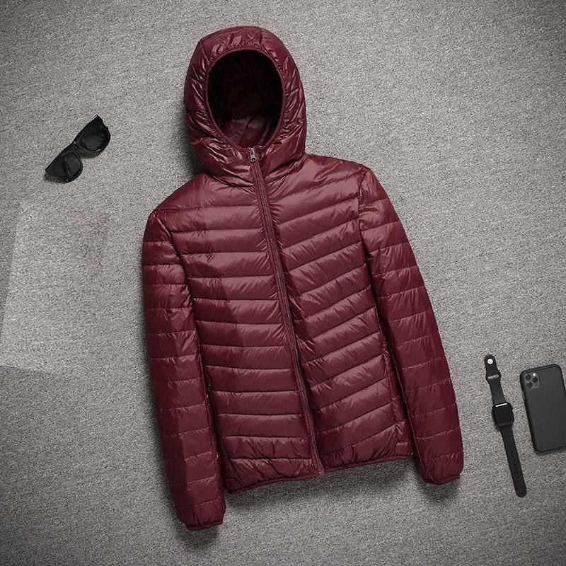 Winter Men Ultralight Thin Down Jacket  Duck Down Hooded Jackets Long Sleeve