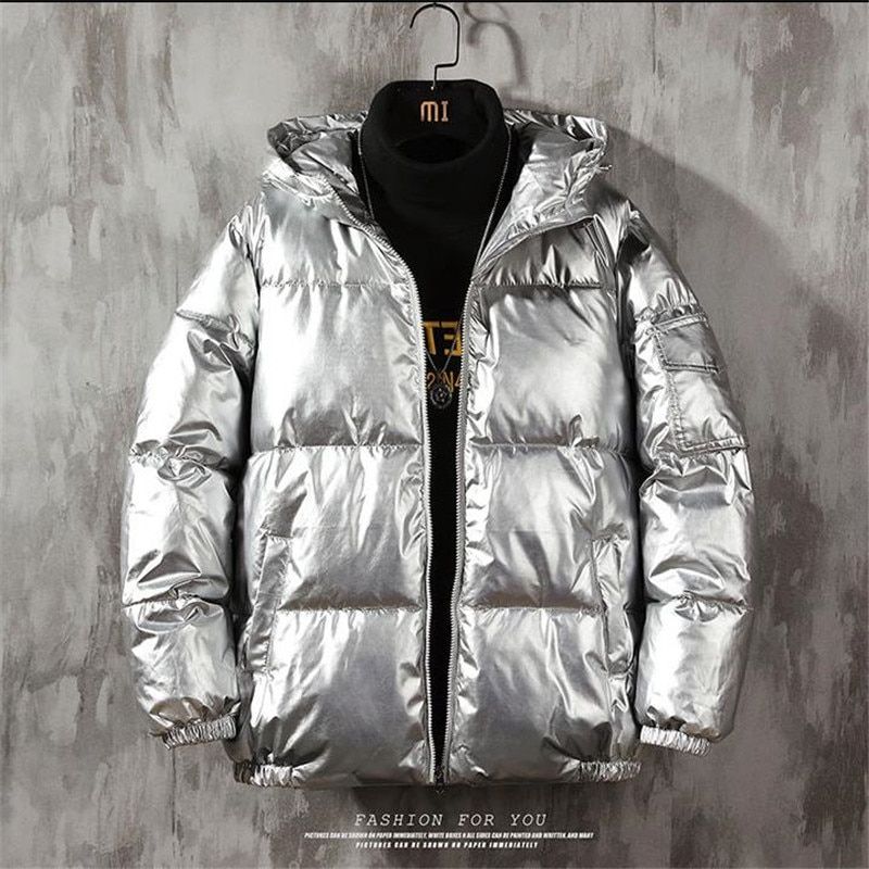 Winter Men Down Jacket Stand-up Collar Thickened Warmth Bright Surface Down