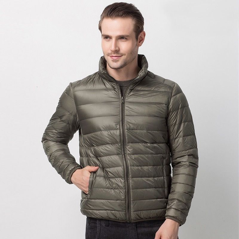 2021 Fashion Stand-up Collar Men Winter Jacket  Duck Down Warm Short Casual