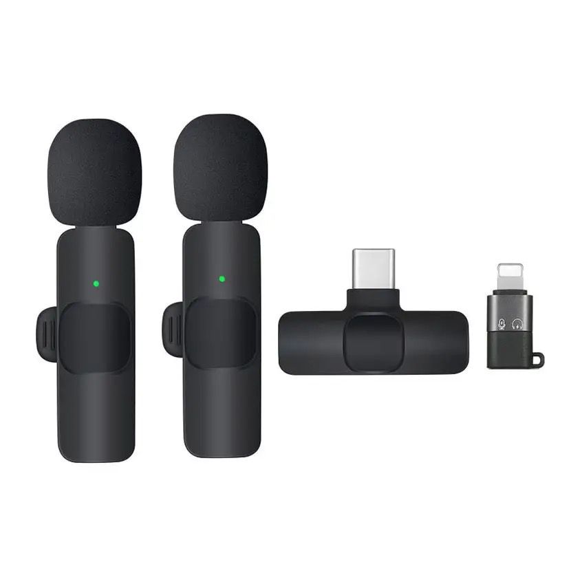 K9 Dual Wireless Microphone  Type-C With Lighting Adapter (IPHONE)