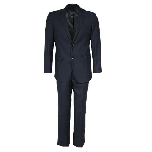Refined Notch Lapel Double Button Suit - Navy Blue - MS-3558
