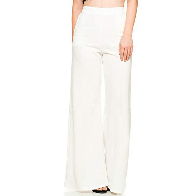 High Waist Wide Leg Pants Women Fashion Solid Loose Wide Long Trousers Flowing Palazzo Pants Korean Style Loose Leisure Trousers(#White)