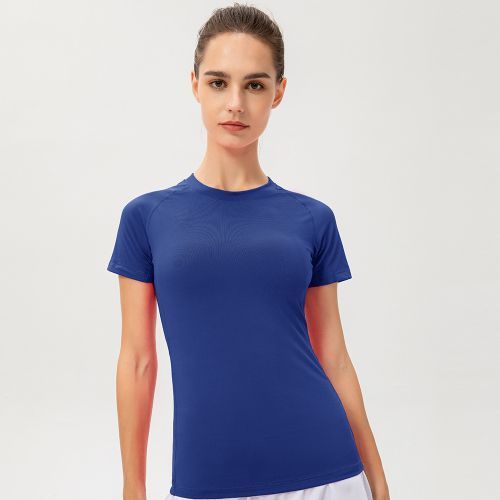 Women's Workout Running Yoga Fitness Short Sleeve Tops Sports T-Shirt（Blue）
