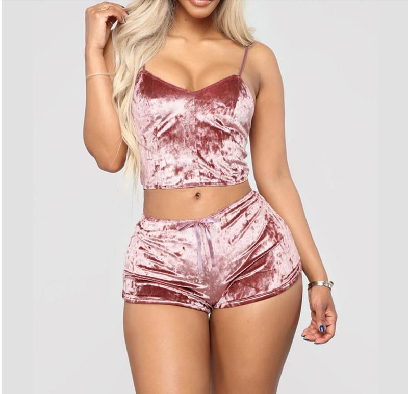 Women Hot Sexy Satin Night Sleep Wear Set - Pink