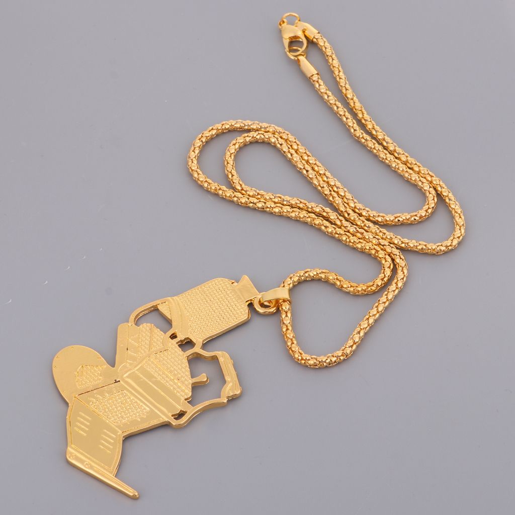 Premium Golden Alloy Car Barber Chair Pendant Necklace Adjustable Seat