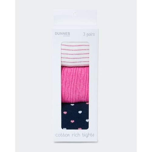 Girls Pink Tights- Pack Of 3