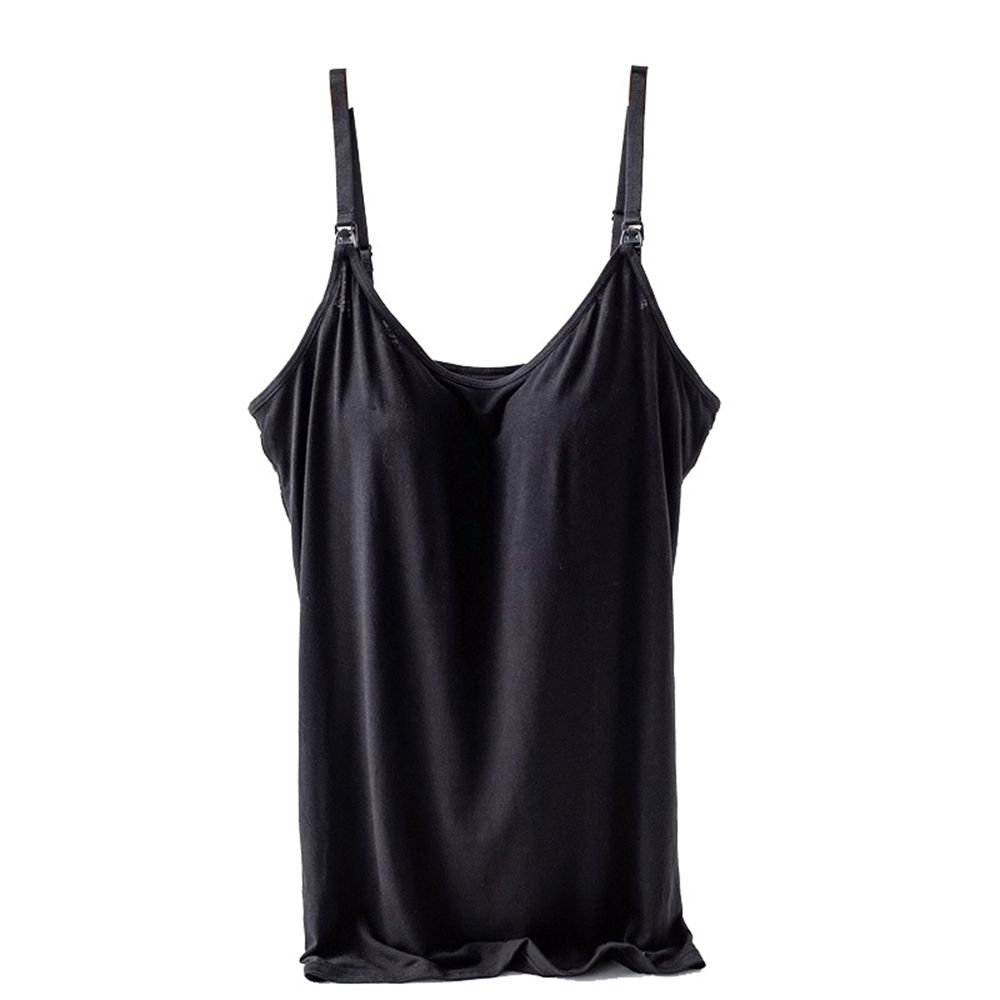 (B)Women's Breastfeeding Camisole With Chest Pad Loose Fit Spaghetti Straps Front Buckle Nursing Tank Top With Built In Bra WEF