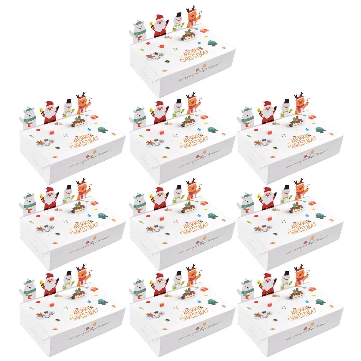 Sturdy Christmas Boxes 10pcs Festive Foldable 3d Christmas for Cookies White