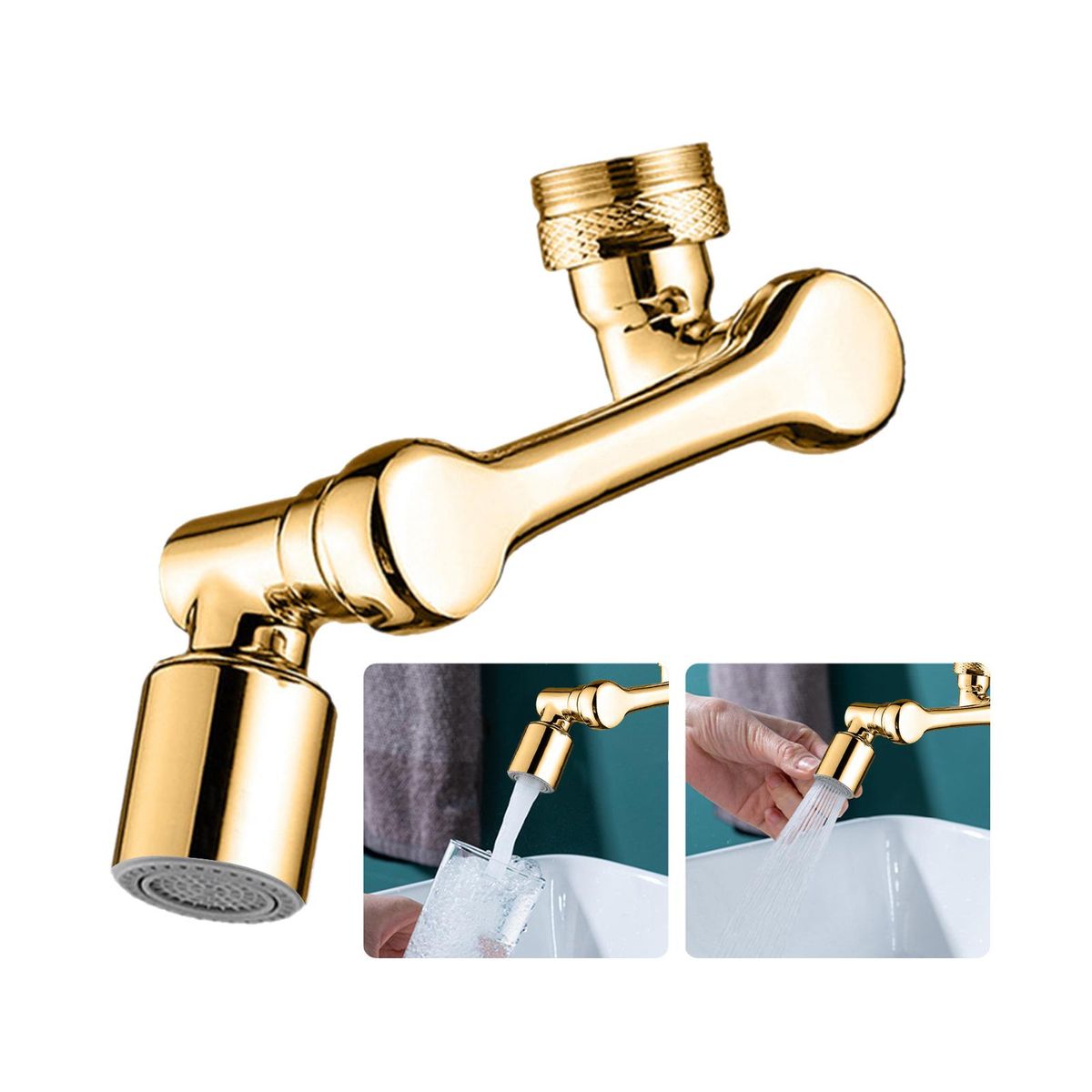 1080°Swivel Faucet Extender With 2 Spray Modes Sink Rotating Faucet Extender Splashproof Faucet Filter Adaptor Aerator With Wrench