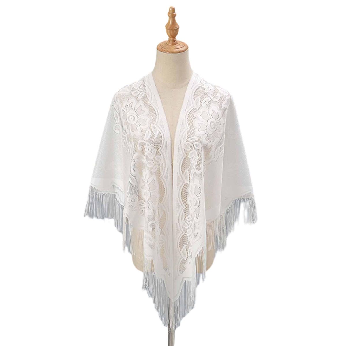 Lady Shawl Open Stitch Lady Ball Scarf White