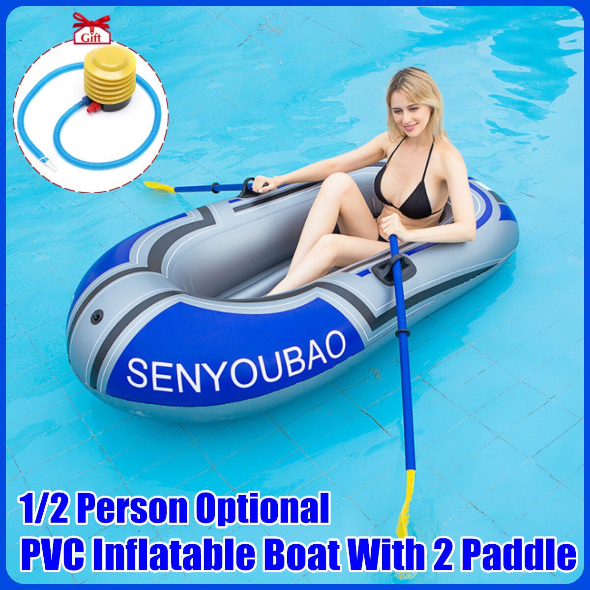 1/2 Person Boat Inflatable Kayak Canoe Rowing Air Boat Double Valve Drifting Diving Boat Paddle Accessory 1 Person